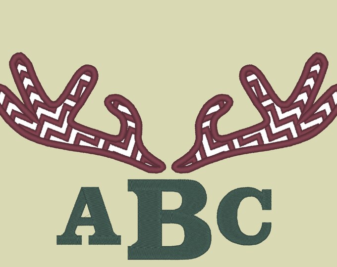 Deer antlers Chevron machine embroidery applique design, simple buck antlers applique, antlers silhouette, size 2, 3, 4, 5inches BX included