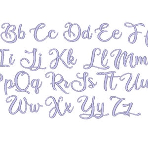 Swirl satin stitch Font machine embroidery design alphabet mini sizes 0.5&quot; up to 2&quot; handwriting cursive curl swirl font monogram BX included
