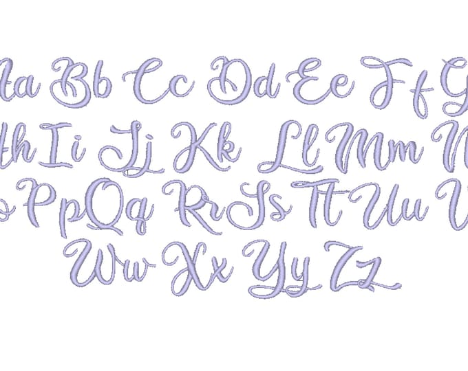 Swirl satin stitch Font machine embroidery design alphabet mini sizes 0.5" up to 2" handwriting cursive curl swirl font monogram BX included