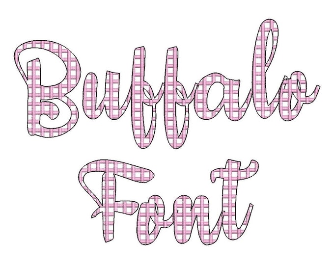 Buffalo Font in checks plaid script alphabet machine embroidery designs in assorted sizes BX, PES, VIP, jef, vp3, xxx and other formats