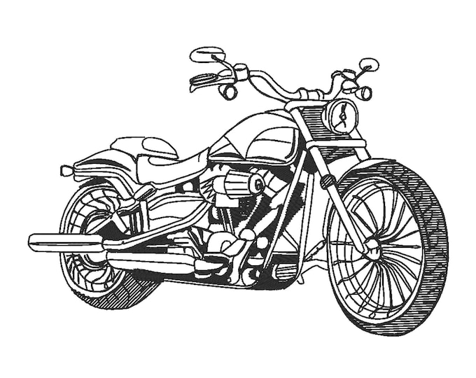 Chopper bike light sketch stitch machine embroidery designs for hoop 4x4 and 5x7 boys men dad biker motorcycle vehicle embroidery design