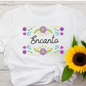 Encanto colorful floral flower monogram girl name Frame Decoration Element, Birthday Gift idea machine embroidery designs in assorted sizes