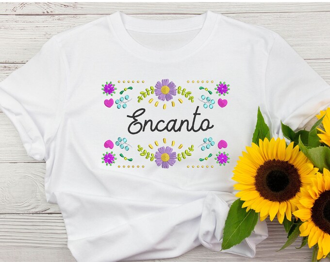 Encanto colorful floral flower monogram girl name Frame Decoration Element, Birthday Gift idea machine embroidery designs in assorted sizes