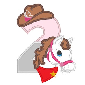 Farm girl farmer Cowgirl cowboy horse and hat applique number 2 TWO machine embroidery applique designs 5x7 5, 6 and 7 inches