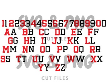 Cut files with 2 layers Collegiate Athletic Varsity Block college Football soccer Soroties sport school font file SVG PNG letters numbers