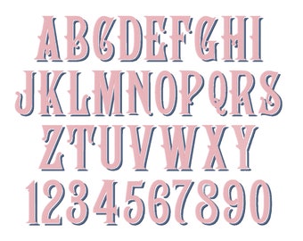 Klassisches Monogramm-Schlagschatten-Schriftart-Duo-Schriftart Maschinenstickdesign 2-farbige Alphabet-Buchstaben Füllstich BX und andere Formate