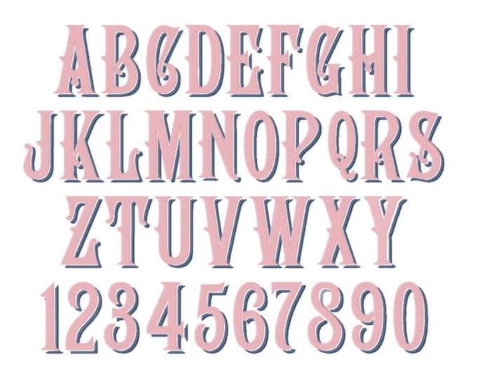 Classic Monogram Drop Shadow Font duo Font Machine Embroidery Design 2 color Alphabet Letters Fill Stitch BX and other formats