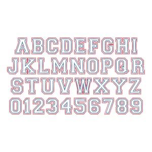 Sport two Appliqué Font Double outline applique machine embroidery alphabet ZIG ZAG zigzag stitch,  BX embroidery included