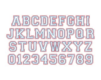 Sport two Appliqué Font Double outline applique machine embroidery alphabet ZIG ZAG zigzag stitch,  BX embroidery included