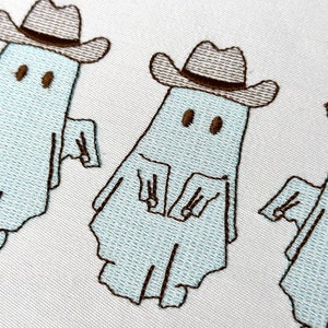 Trio Cowboy Ghosts Light Fill Sketch Machine Embroidery Design ghost with Cowboy Hat Halloween Instant Digital Download hoop 4x4 5x7 6x10