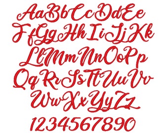Niedliche Handschrift-Schriftart, Maschinenstickerei-Designs, Curl-Skript, Alphabet Mini, mehrere Größen, Mädchen-Monogramm, BX inklusive SOFORTIGER DOWNLOAD