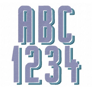 Monogram Drop Shadow Font Machine Embroidery Design Alphabet Letters in Sizes from 1.5 up to 3.5 inches Fill Stitch BX and other formats