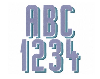 Monogram Drop Shadow Font Machine Embroidery Design Alphabet Letters in Sizes from 1.5 up to 3.5 inches Fill Stitch BX and other formats