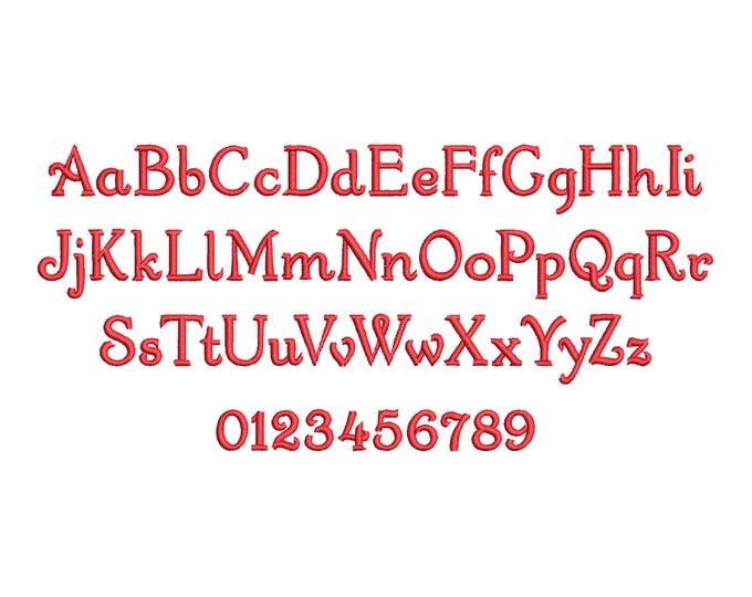 Handwritten Curl FONT perfect for Christmas stocking machine embroidery designs satin stitch Alphabet Monogram mini sizes 0.6 up to 2.2in BX