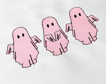 Trio Ghosts Light Fill Sketch stitch Ricamo a macchina Design Halloween Ghosts Ricamo rapido Download digitale istantaneo telaio 4x4 5x7 6x10