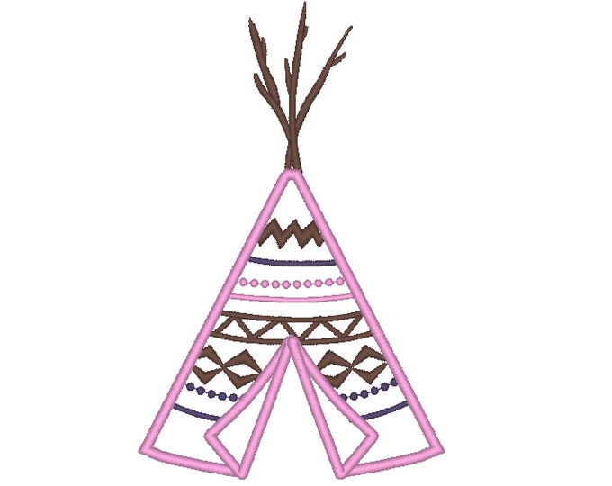 Tepee Tipi Teepee applique machine embroidery designs assorted sizes hoop 4x4, 5x7, 6x10 INSTANT DOWNLOAD tree hut hovel brunch wigwam yurt