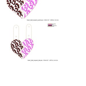 Leopard print Split Heart Eyelet and Key Fob Snap Tab keychain in the hoop machine - instant download embroidery file | embroidery design Instant Download By Fonts Heaven Embroidery Format PES HUS DST JEF EXP VP3 XXX EXP
