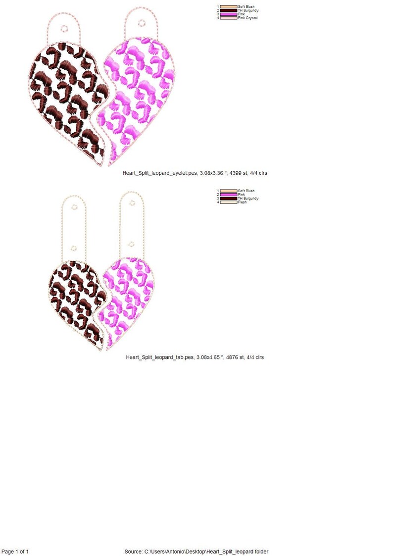 Leopard print Split Heart Eyelet and Key Fob Snap Tab keychain in the hoop machine - instant download embroidery file | embroidery design Instant Download By Fonts Heaven Embroidery Format PES HUS DST JEF EXP VP3 XXX EXP