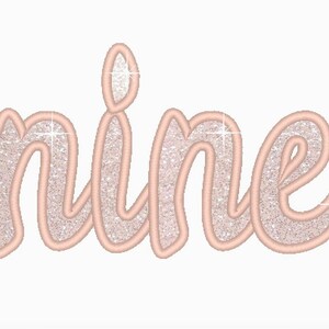 Written Nine Birthday number nine 9 applique machine embroidery designs in assorted sizes, word number nine kids girl Ninth birthday party