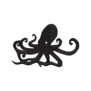 Silueta de pulpo steampunk, contorno, relleno, puntada, diseños de bordado a máquina, tamaños mini, costa, marino, animal marino, pulpos, pulpo, océano, pez