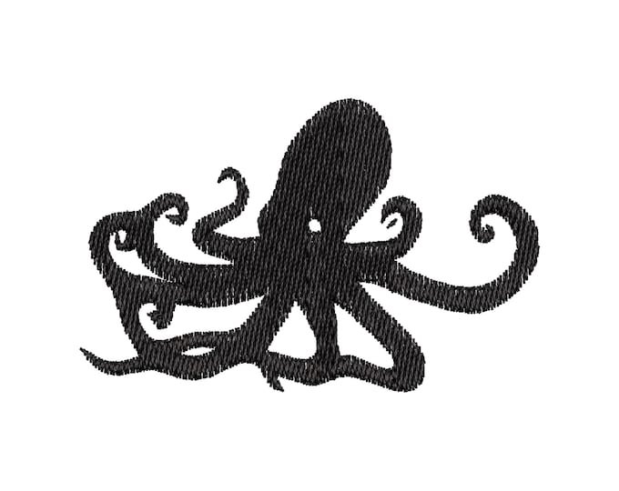 Steampunk Octopus Silhouette outline fill stitch machine embroidery designs mini sizes seaside marine sea animal octopi octopus ocean fish