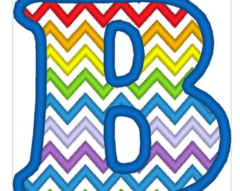 Rainbow CHEVRON, block Font machine embroidery designs - many sizes, BX embroidery, bx font alphabet Chevron alphabet applique