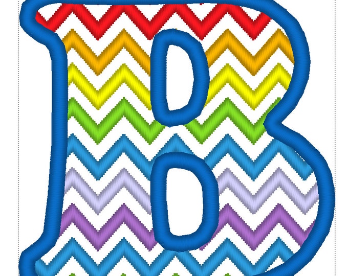Rainbow CHEVRON, block Font machine embroidery designs - many sizes, BX embroidery, bx font alphabet Chevron alphabet applique