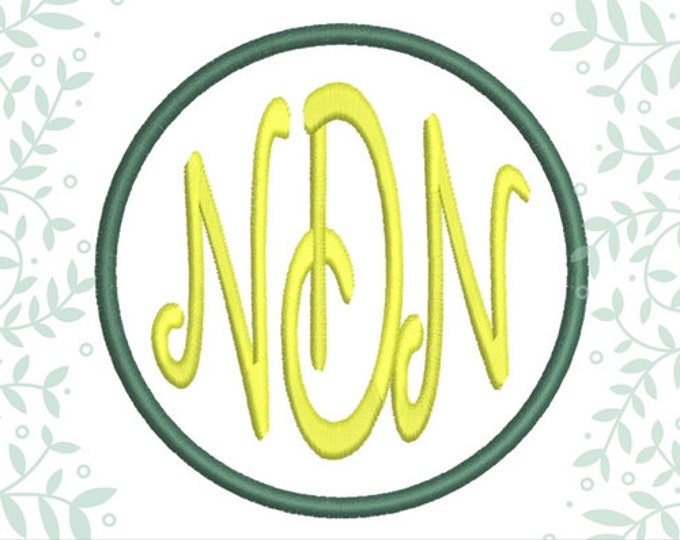 Simply 3 letters circle monogram machine embroidery designs classy three letter handwritten Circle monogram font alphabet in assorted sizes
