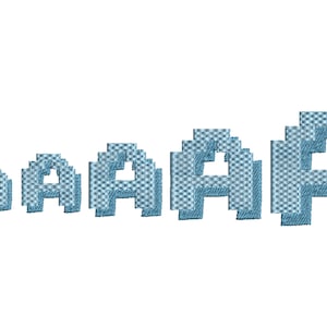 Pixel Shadow fill stitch miner brick Minecraft Font alphabet machine embroidery designs 0.8 thru 1.9 inches kids boys name letters monogram