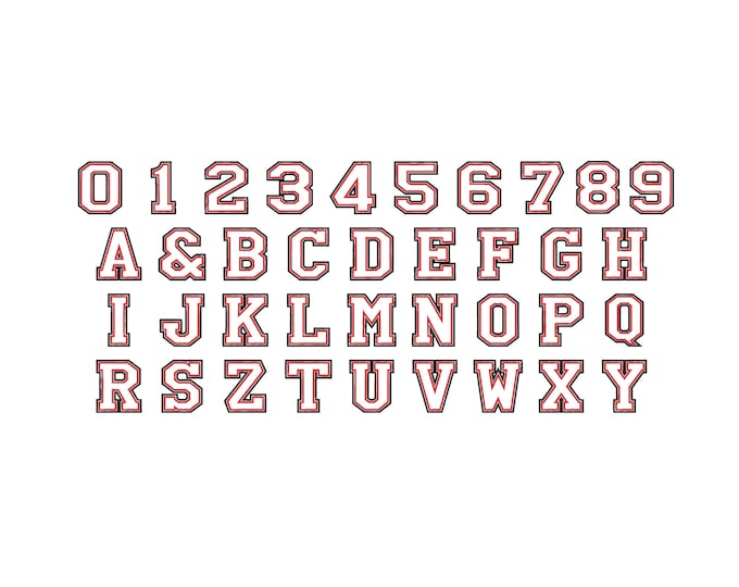 2 layers Sport High school varsity collegiate block applique Font machine embroidery designs 2 layers applique, sport athletic font monogram