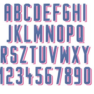 Monogram Drop Shadow Font Machine Embroidery Design Alphabet Letters in Sizes from 1.5 up to 3.5 inches Fill Stitch BX and other formats