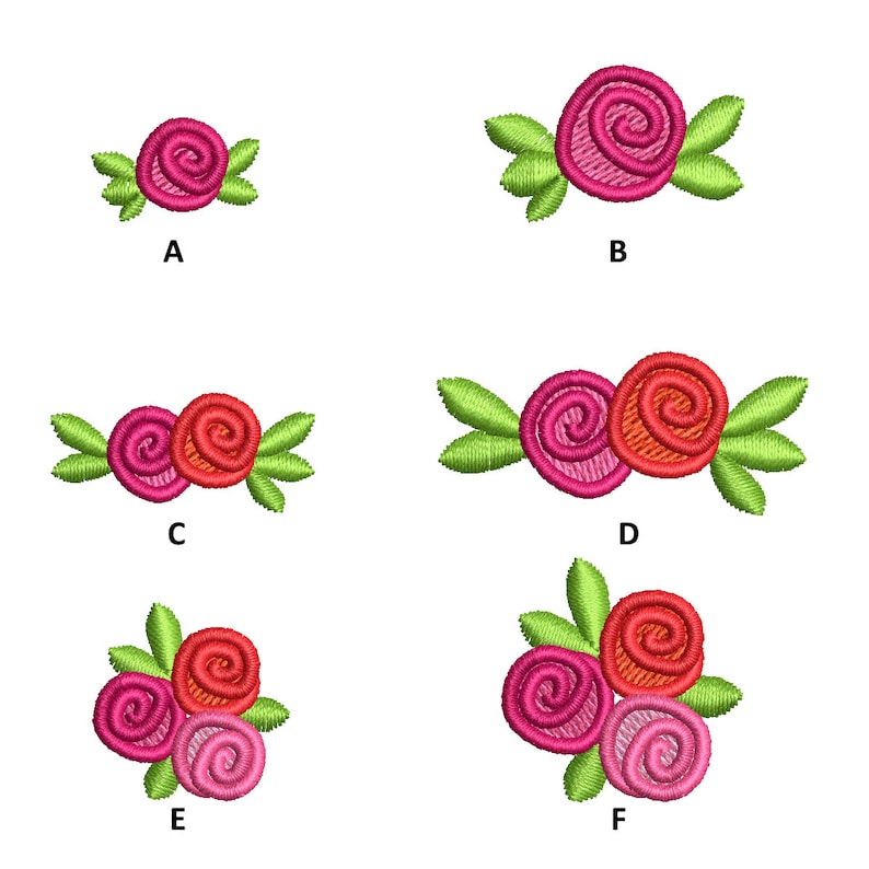 Tiny Roses Design Small Little MINI Micro Rose Flowers Font Attitude Add on Machine ...