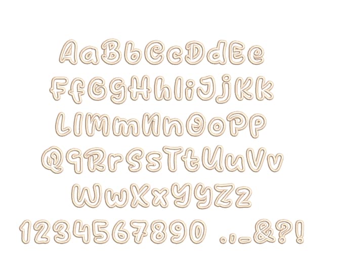 Modern applique letters handwritten cursive bubble Font alphabet machine embroidery designs size from 1.5 thru 5 inches, kids name monogram
