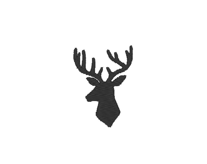 Antlers deer silhouette embroidery designs, assorted mini sizes (.pes .hus .dst .vp3 .vip .xxx .exp .jef) embroidery fill stitch embroidery