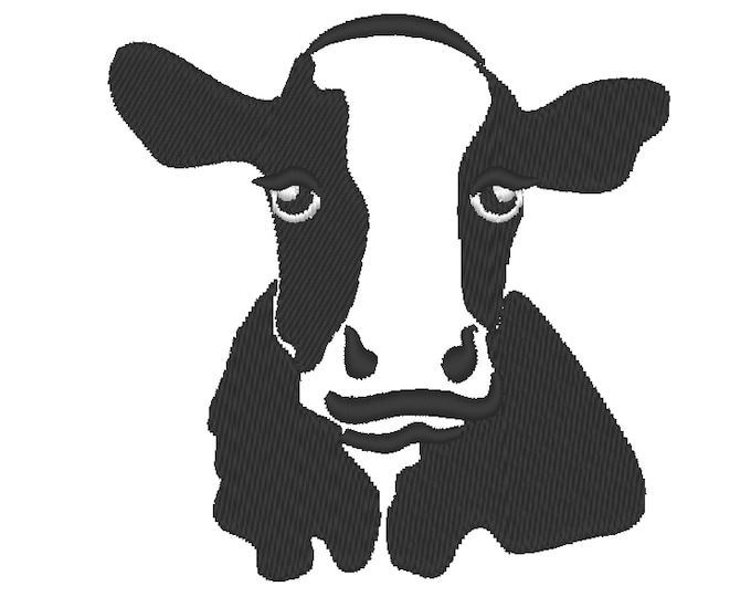 Cow head, cow face, cow silhouette, farm animal cow heifer machine embroidery designs size 3, 4 and 5 inches fill stitch INSTANT DOWNLOAD
