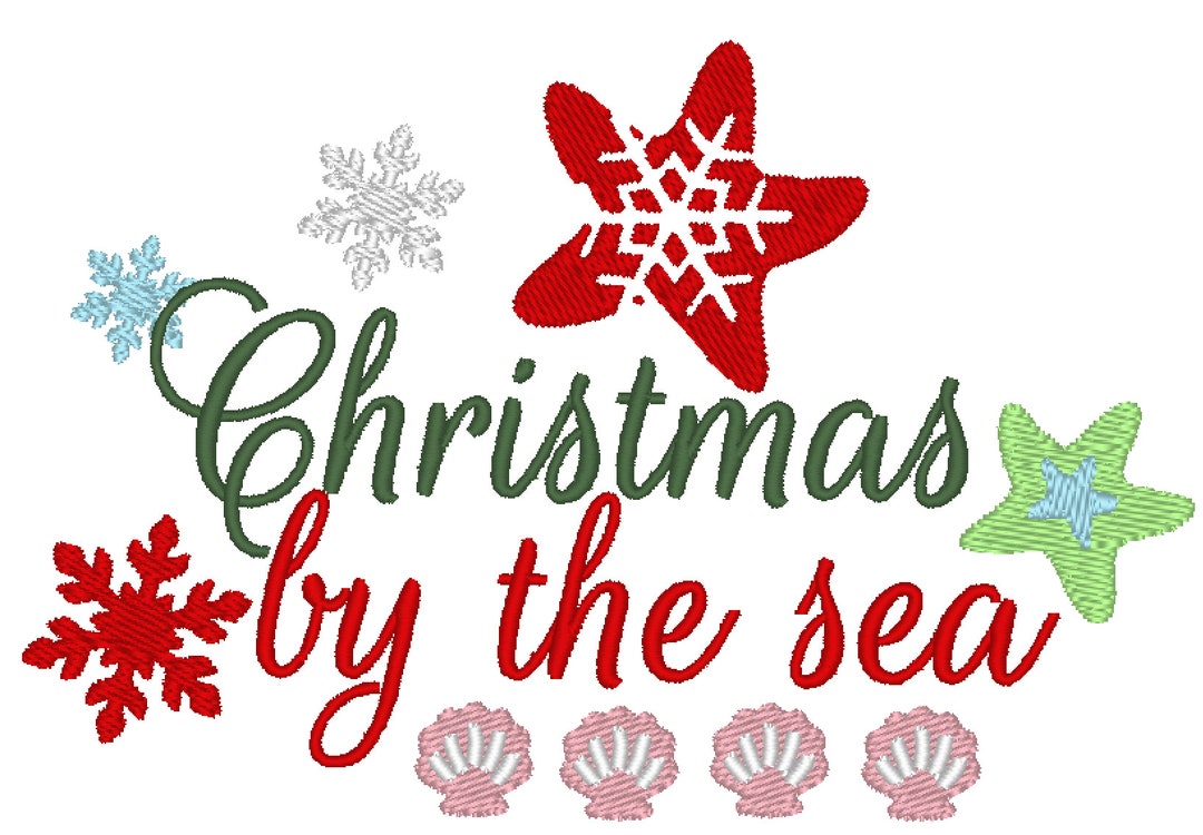 Christmas by the Sea, Merry Christmas on the Beach Saying Quote Star
