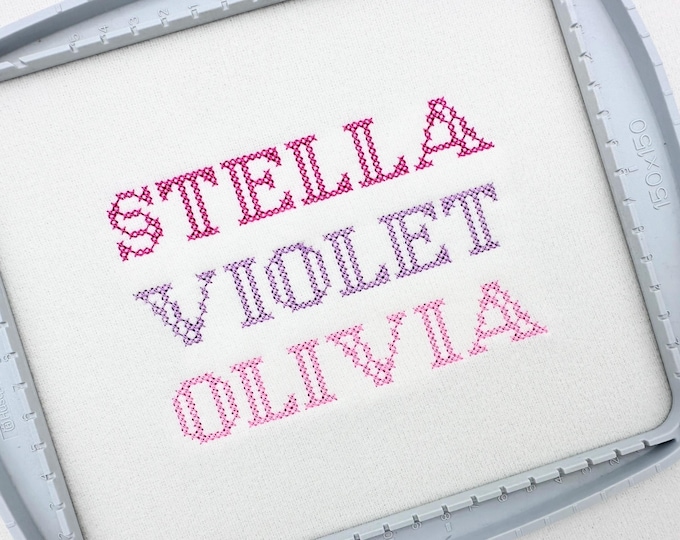 Cross Stitch FONT authentic bold block style Alphabet Monogram folk machine embroidery designs mini sizes 0.7 up to 1.2 inches, BX