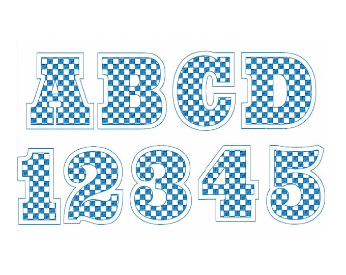 Big Double outline checkered monogram font alphabet letters machine embroidery designs 2.7 to 6 inches Perfect big letter embroidery design