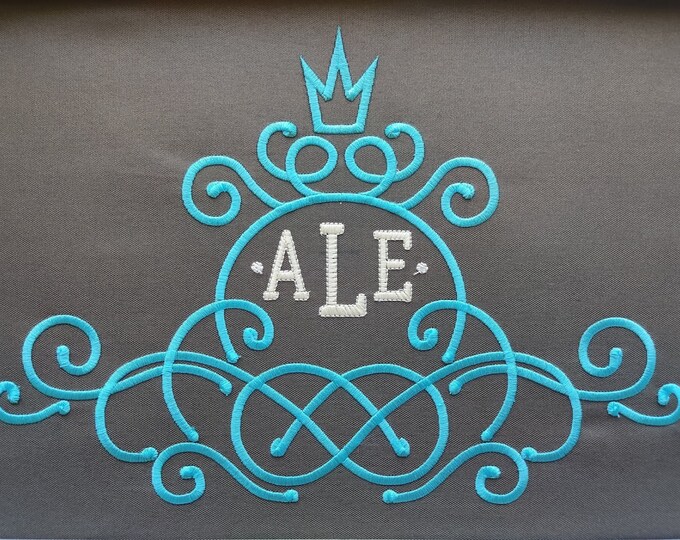 Royal regal monogram frame with mini crown for little princess wedding birthday, machine embroidery designs for hoop 4x4, 5x6, 8x8, 8x12