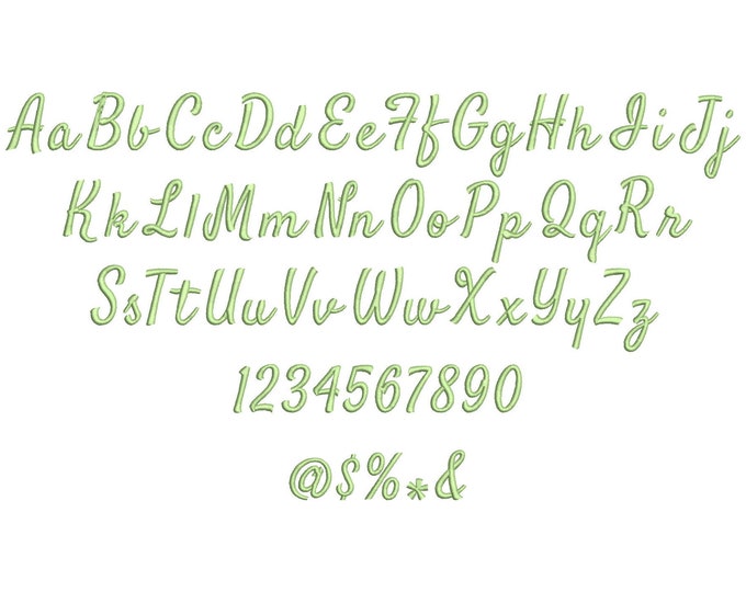 Cursive handwriting Font machine embroidery designs assorted sizes from 1" up to 3.5" handwritten alphabet letters monogram, BX included