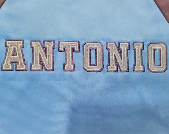 Athletic Sport with 2 outlines high school varsity collegiate block mini Font machine embroidery designs - assorted sizes, BX font