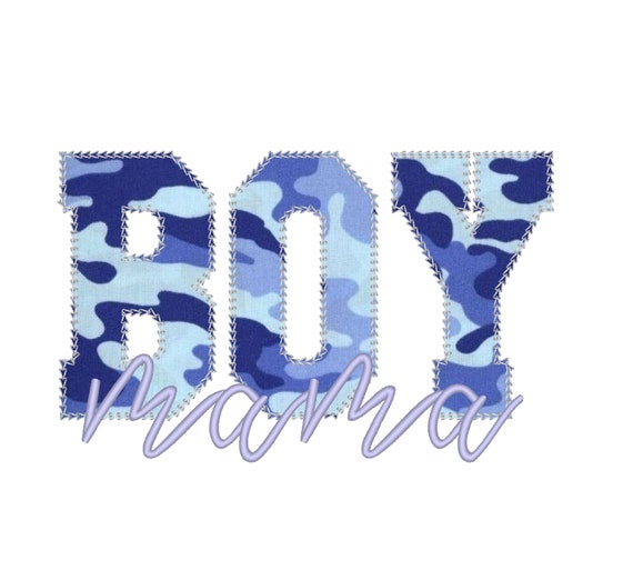 MAMA BOY machine Applique Embroidery Designs Zigzag Chain Edge outline Block Athletic saying Mother's Day Gift Idea for hoop 5x7, 6x10, 8x12