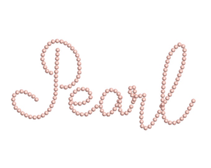 Pearl stitch script handwritten cursive Font alphabet machine embroidery designs from 1.4 thru 4.1 inches, monogram name BX