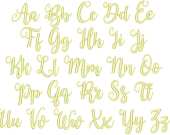 Delicate Font satin stitch with bean stitch outline machine embroidery designs, alphabet letters monogram multiple mini sizes, BX included