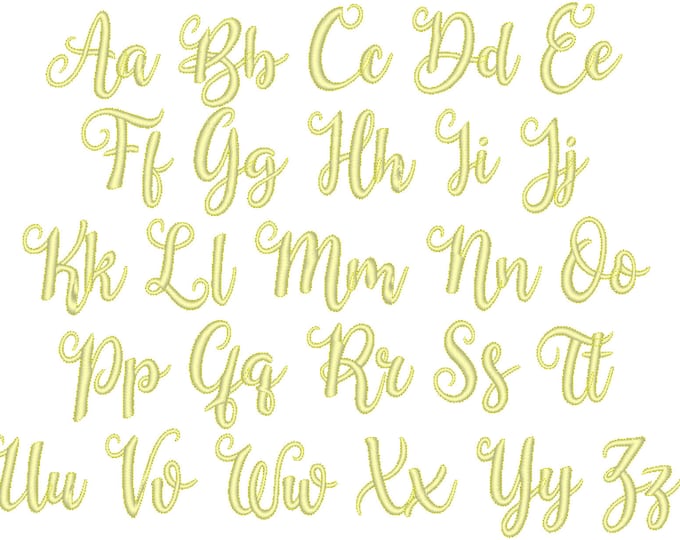 Delicate Font satin stitch with bean stitch outline machine embroidery designs, alphabet letters monogram multiple mini sizes, BX included