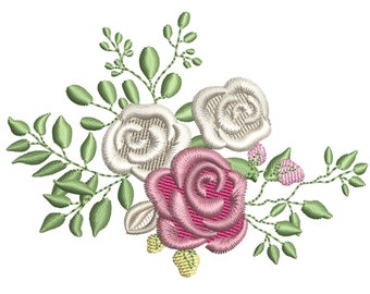 Zarte Rosen Rosenstrauß Maschinenstickerei, Muttertag Geschenkidee 9,5 cm, 10,5, 12 cm Blume Stickerei SOFORT DOWNLOAD