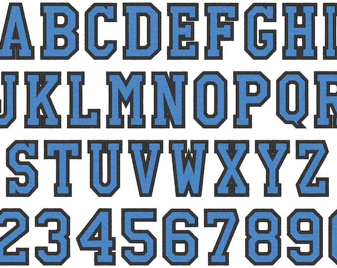 High school varsity collegiate block mini Font machine embroidery designs many sizes BX font embroidery sport alphabet monogram