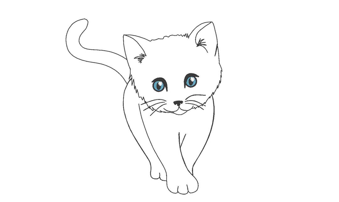 Kitty Simply Sketch Outline Machine Embroidery Designs Assorted Sizes