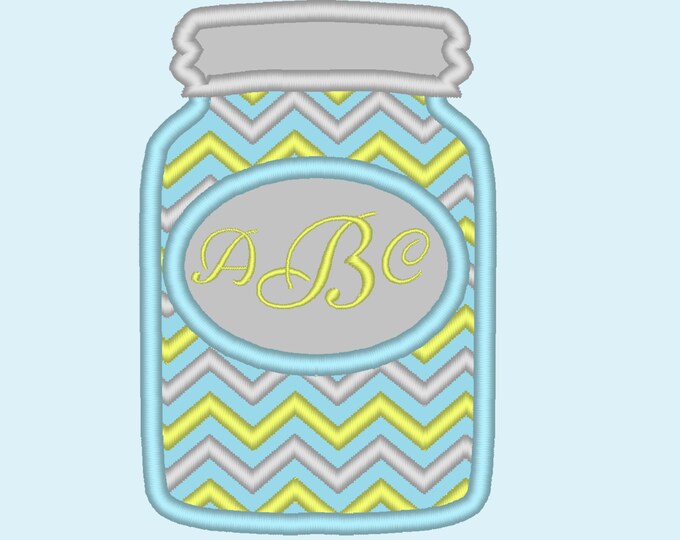 Mason jar Chevron monogram BX also ALL other (.pes .hus .dst .vp3 .vip .xxx .exp . jef)  - embroidery appliqué monogram embroidery design