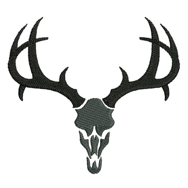 Buck deer skull silhouette machine embroidery designs many mini sizes (.pes .hus .dst .vp3 .vip .xxx .exp .jef) fill stitch embroidery